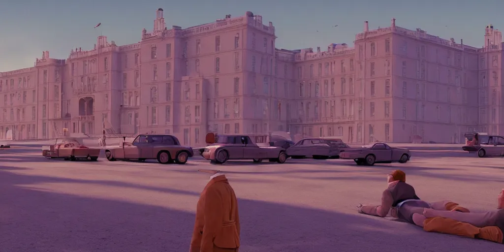 Image similar to a very high resolution image from a new movie, three point perspective, upside - down beautiful scenery, shining, photorealistic, photography, directed by wes anderson