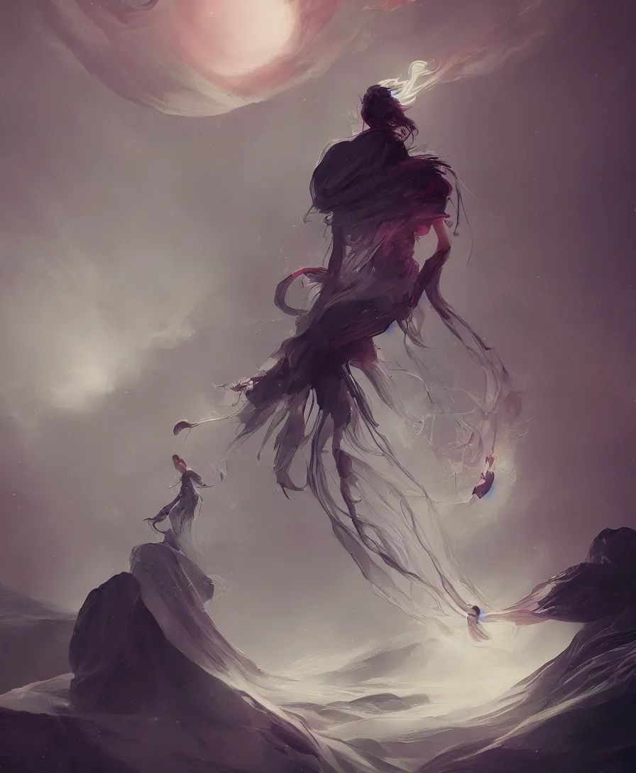 Prompt: the dream reaper, imaginative, abstract, in the style of Charlie Bowater and Victo Ngai, trending on artstation, octane render, cinematic, digital art
