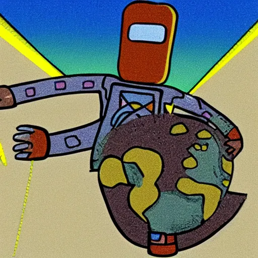 Image similar to bender spinning the earth on his finger