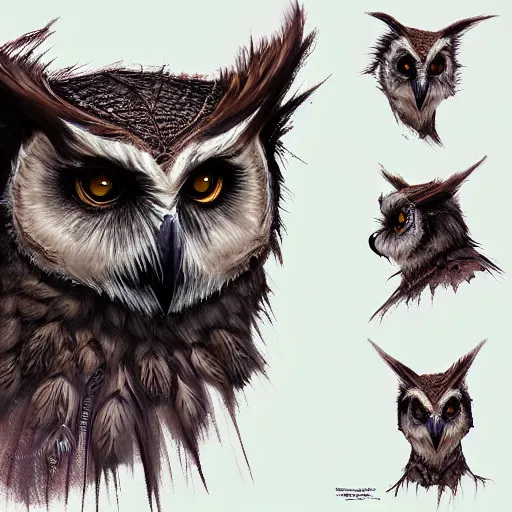 Image similar to d & d concept character art of owlfolk, headshot, high detail, matte painting, digital art, dramatic lighting