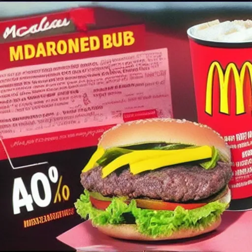 Image similar to a promotional advertisement from McDonald’s introducing the new Pounder, a 10 pound beef burger from McDonald’s