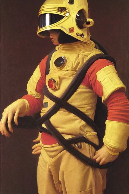 Image similar to portrait of a monkey astronaut with chinese dragon armor and helmet, majestic, solemn, by bouguereau