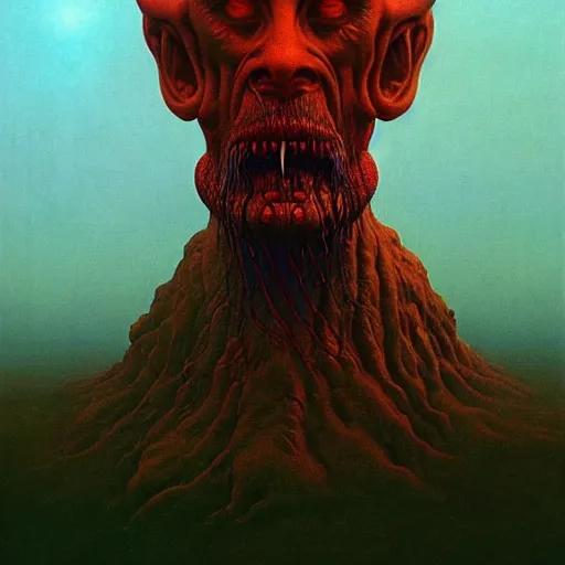 Prompt: character portrait of the god c'thulhu by zdzisław beksinski, trending on artstation, realistic lighting, highly detailed