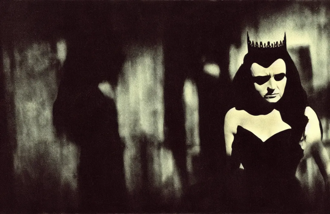 Prompt: the brush strokes merge imperceptibly intact flawless ambrotype from 4 k criterion collection remastered cinematography gory horror film, ominous lighting, evil theme wow photo realistic postprocessing vestiges of the world queen of the night sinister knights jan van der heyden