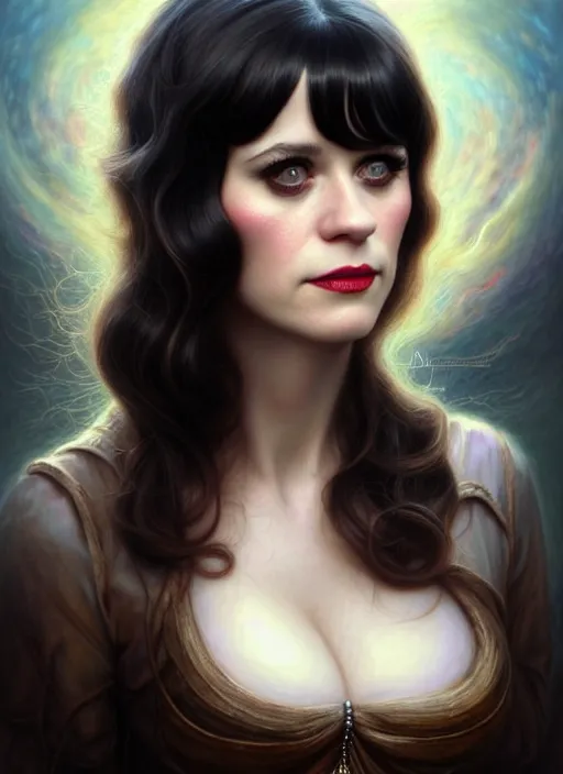 Image similar to zooey deschanel as an devil, aesthetic, fine art, intricate, elegant, highly detailed, realistic hair, centered, digital painting, art station, conceptual art, soft, sharp focus, illustration, artwork, artgerm, tomasz alen kopera, peter mohrbacher, donato giancola, wlop, boris vallejo