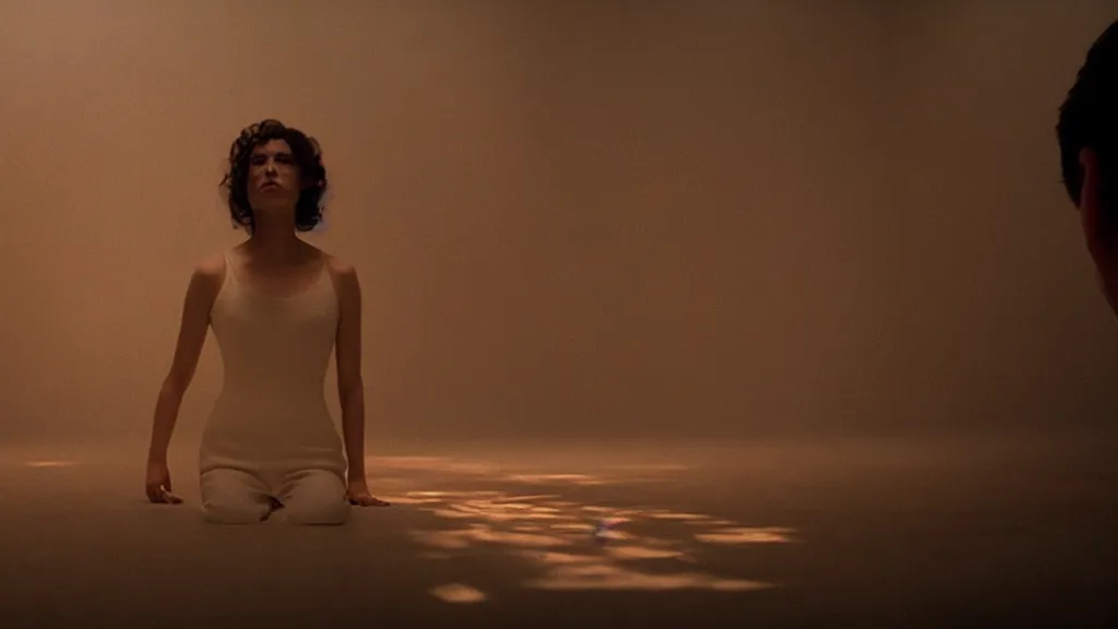 Prompt: euphoria, film still from the movie directed by Denis Villeneuve with art direction by Salvador Dalí, wide lens