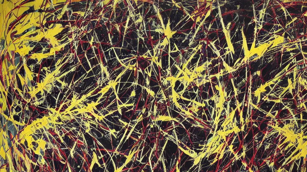 Image similar to abstract minimalism francis bacon art painting, lines, forms, shapes, in style of jackson pollock,