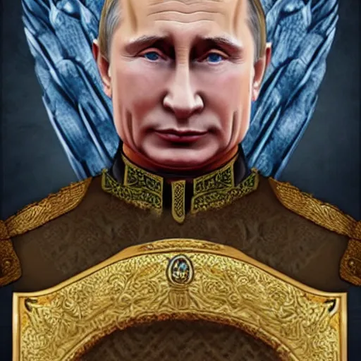 Image similar to Vladimir Putin in the style of a king in Game of Thrones