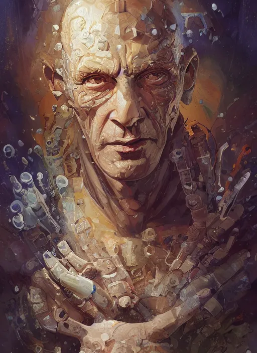 Image similar to high intricate painting of the sandman, jelly, full shot, neil gaiman, maria panfilova, andrea savchenko, mike kime, ludovic plouffe, qi sheng luo, oliver cook, julian calle, eddie mendoza, trending on artstation