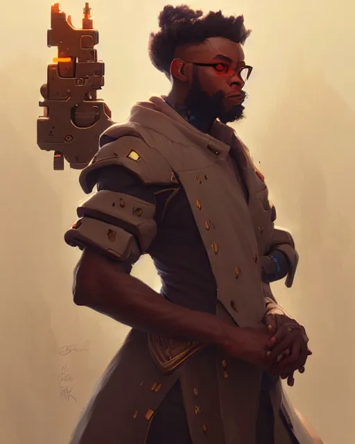 Image similar to baptiste from overwatch, character portrait, concept art, intricate details, highly detailed by greg rutkowski, michael whelan and gustave dore