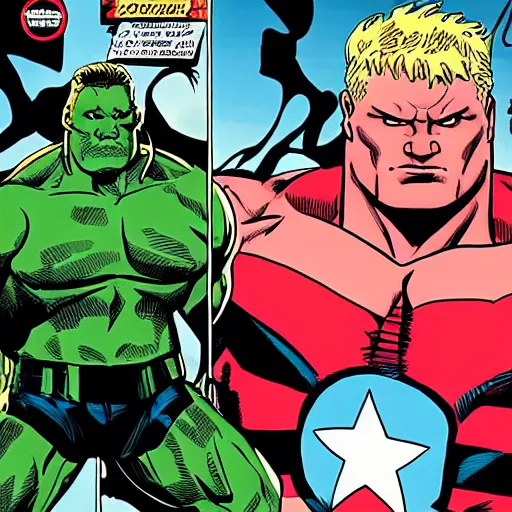 Image similar to brock lesnar in an avengers comic book