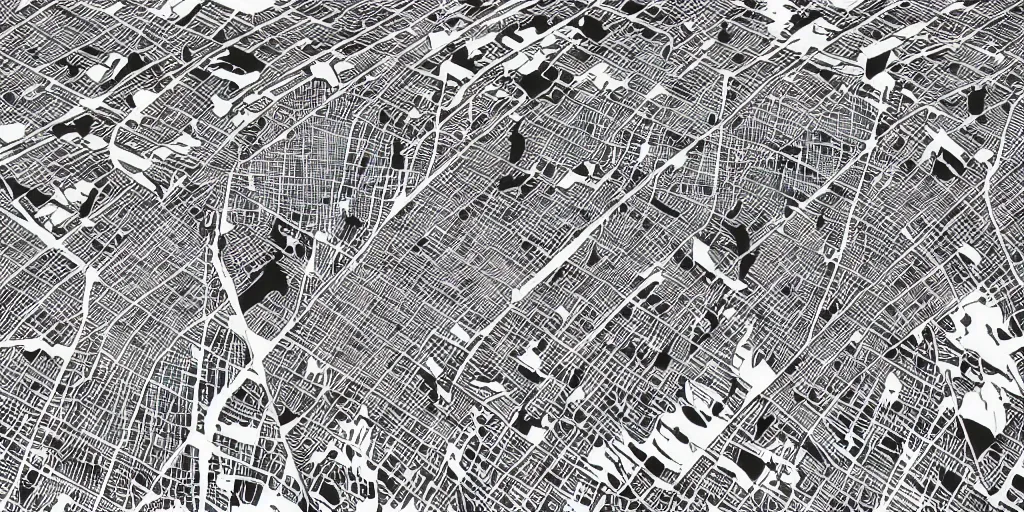 Prompt: hyper detailed city map optical illusion escher air crash