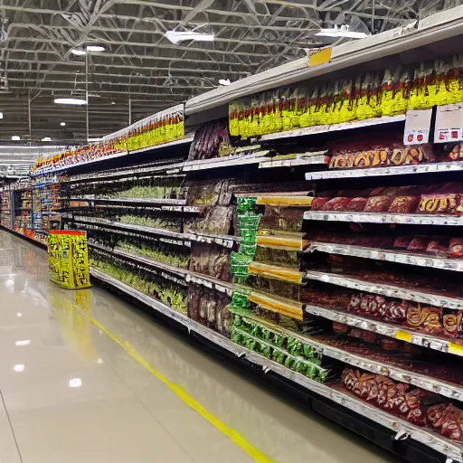 Prompt: Walmart Grocery Store Inside, Cam view, star wars troops are having a ground battle in the store, using tomatoes, banana as weapons by the star wars troopers against star wars troopers, 40nm lens, shallow depth of field, split lighting, 4k,