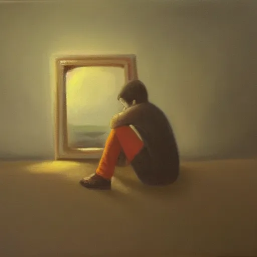 Image similar to oil painting of loneliness