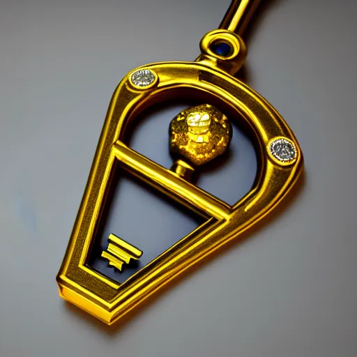 Image similar to a item of the golden key with diamond, icon, vray 4k render, on the white background, rpg game inventory item