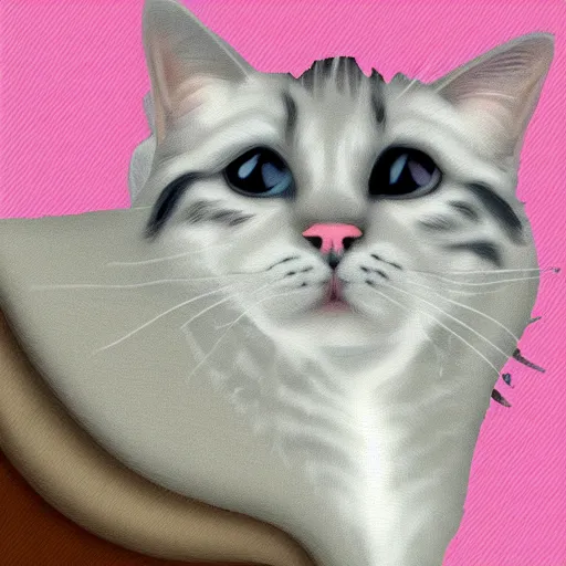 Prompt: cat sitting on a pillow, digital art portrait