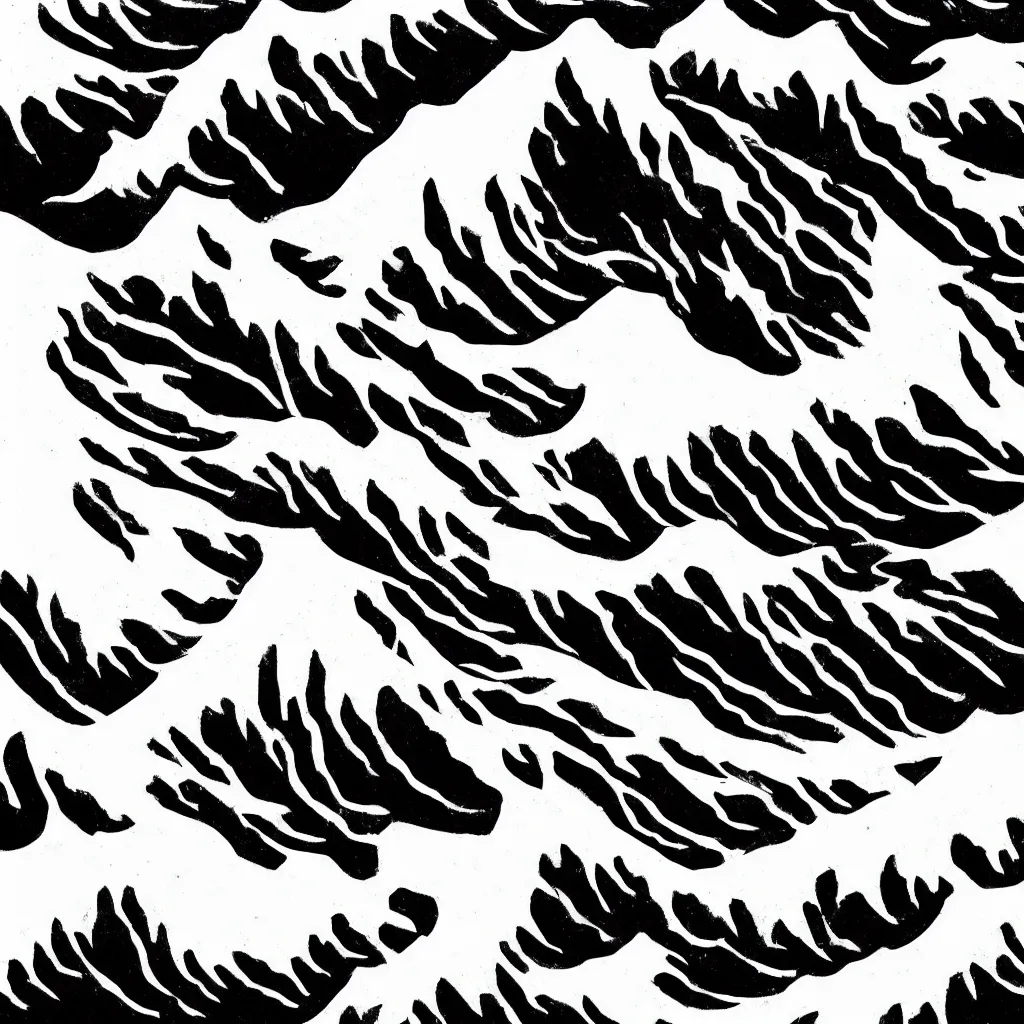 Prompt: mount everest and wave black and white lineart, hokusai style