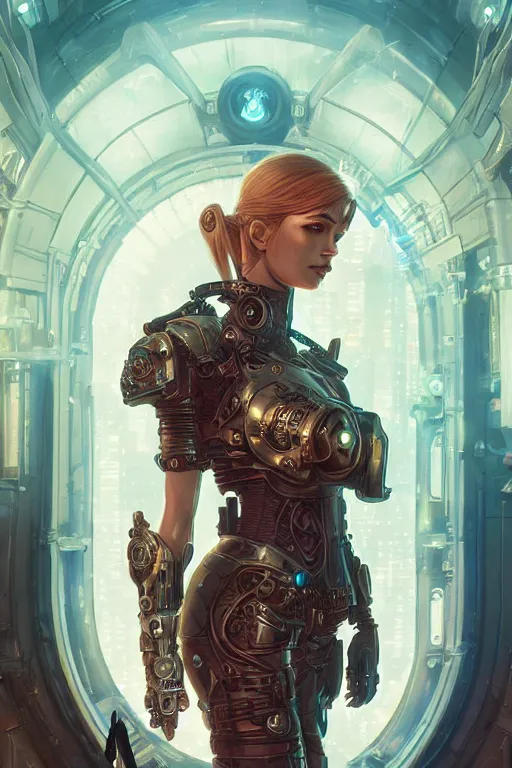 Image similar to portrait of Cyberpunk Princess Zelda in power armor, ShadowRun, steampunk, intricate, elegant, highly detailed, digital painting, artstation, concept art, smooth, sharp focus, illustration, art by artgerm and greg rutkowski and alphonse mucha