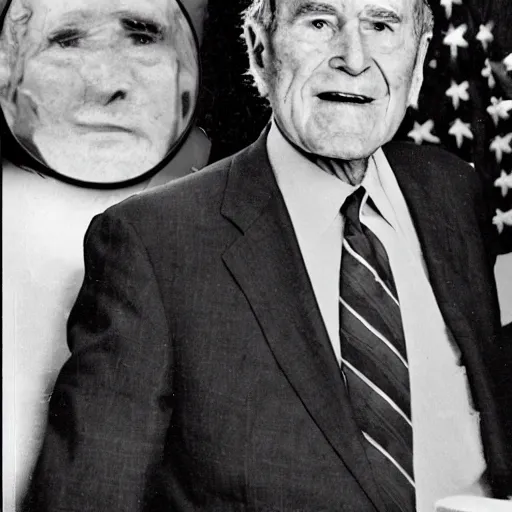 Image similar to George H.W. Bush destroys Iraq, historical photo