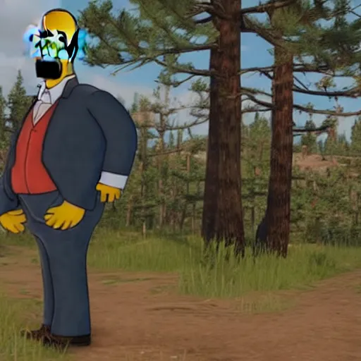 Prompt: homer simpson in red dead redemption 2