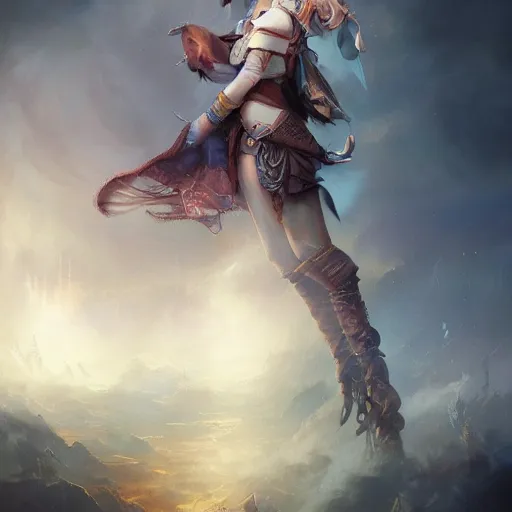 Image similar to angela merkel by ruan jia, tom bagshaw, peter mohrbacher, brian froud, epic sky, vray render, artstation, deviantart, pinterest