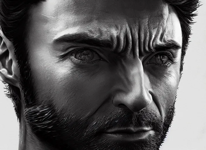 Prompt: portrait of Hugh Jackman as Wolverine, cinematic lighting, BACKLIGHTING, artstation