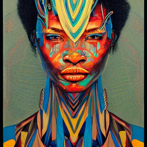 Prompt: medium portrait soft light painted by james jean and erik jones and conrad roset, inspired by shaka zulu science fiction, smooth face feature, intricate oil painting, sharp high detail illustration, - c 1 2