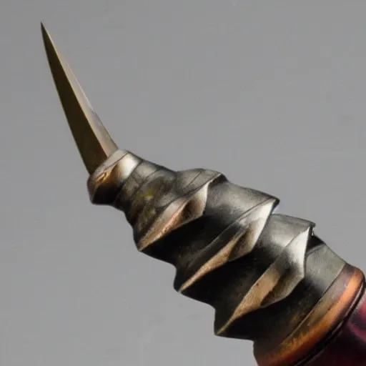 Prompt: short spear with a spike at the bottom of the handle