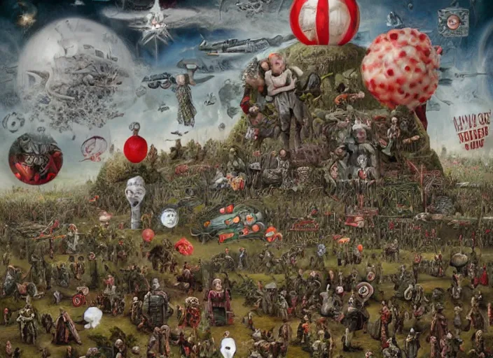 Image similar to the war multiverse, lowbrow, matte painting, 3 - d highly detailed, in the style of mark ryden,