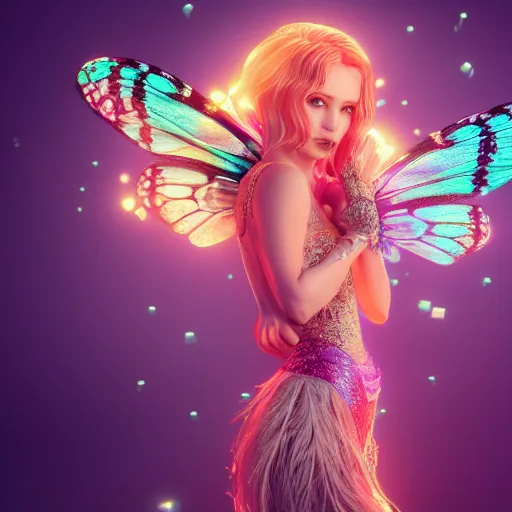 Prompt: portrait of fairy butterfly princess beautiful, attractive, glowing, ornate and intricate, jaw dropping, dynamic lighting, colorful, fairy tale, intricate and detailed, 4 k octane render