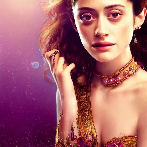 Image similar to portrait of wonderful princess of amethyst emmy rossum with fair skin, ornate 8 k gorgeous intricate detailed, accent lighting, dramatic light, octane render