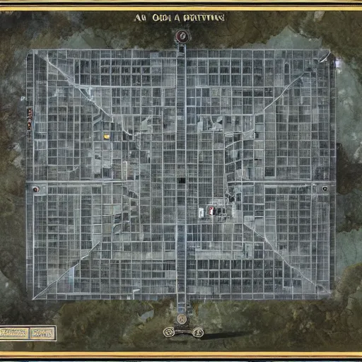 Image similar to a dnd battle map of the pentagon by Greg Rutkowski by James Gurney