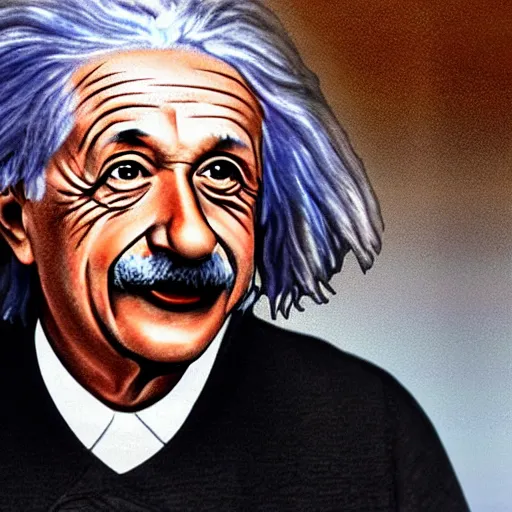Image similar to photo in color of albert einstein in a rap battle. highly detailed, 4 k, realistic.