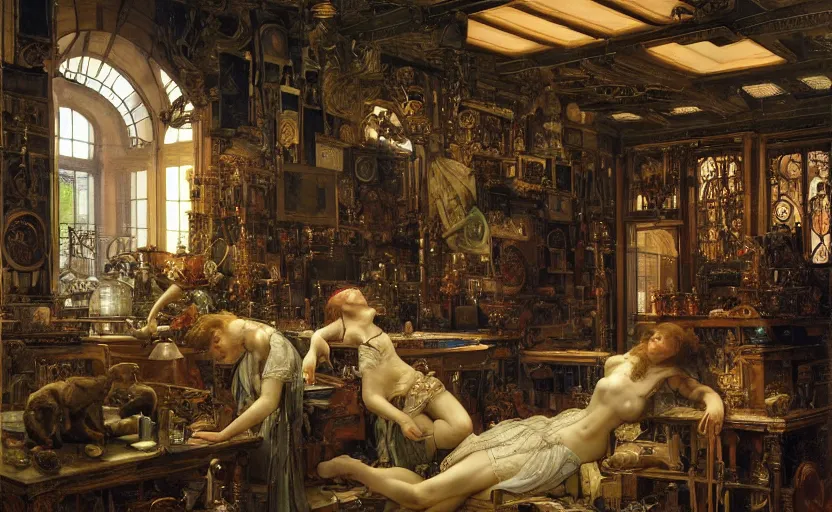 Image similar to the prompt engineer's laboratory, intricate, highly detailed, by edgar maxence and caravaggio and michael whelan and delacroix style, ambient lighting, photorealistic, extremely detailed, establishing shot, high resolution, dramatic lighting