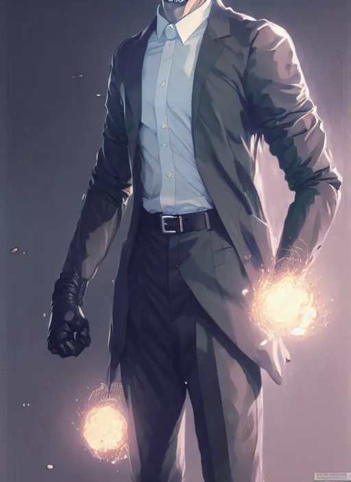 Image similar to gigachad luigi as one punch man in a suit, fantasy character portrait, ultra realistic, concept art, intricate details, highly detailed by greg rutkowski, ilya kuvshinov, gaston bussiere, craig mullins, simon bisley