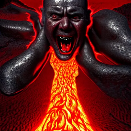 Image similar to ( a screaming man walks on lava towards the gates of hell ) by jason edmiston, photorealistic, dynamic lighting, very detailed faces, trending on artstation, wallpaper, dream, 4 k, award winning, vivid colors, beautiful fire