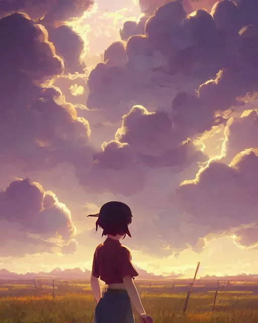 Image similar to farmer girl, full shot, atmospheric lighting, by makoto shinkai, stanley artger m lau, wlop, rossdraws, james jean, andrei riabovitchev, marc simonetti, krenz c