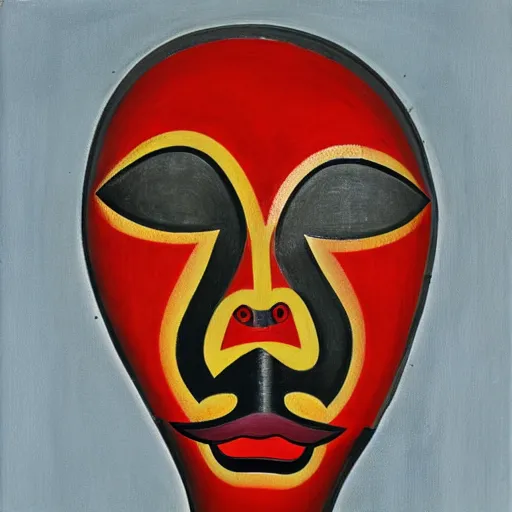 Image similar to Art in the style of Laszlo Noholy-Nagy, Georgia Anne Muldrow, side portrait, tribal mask inside mask, afrocentric mysticism