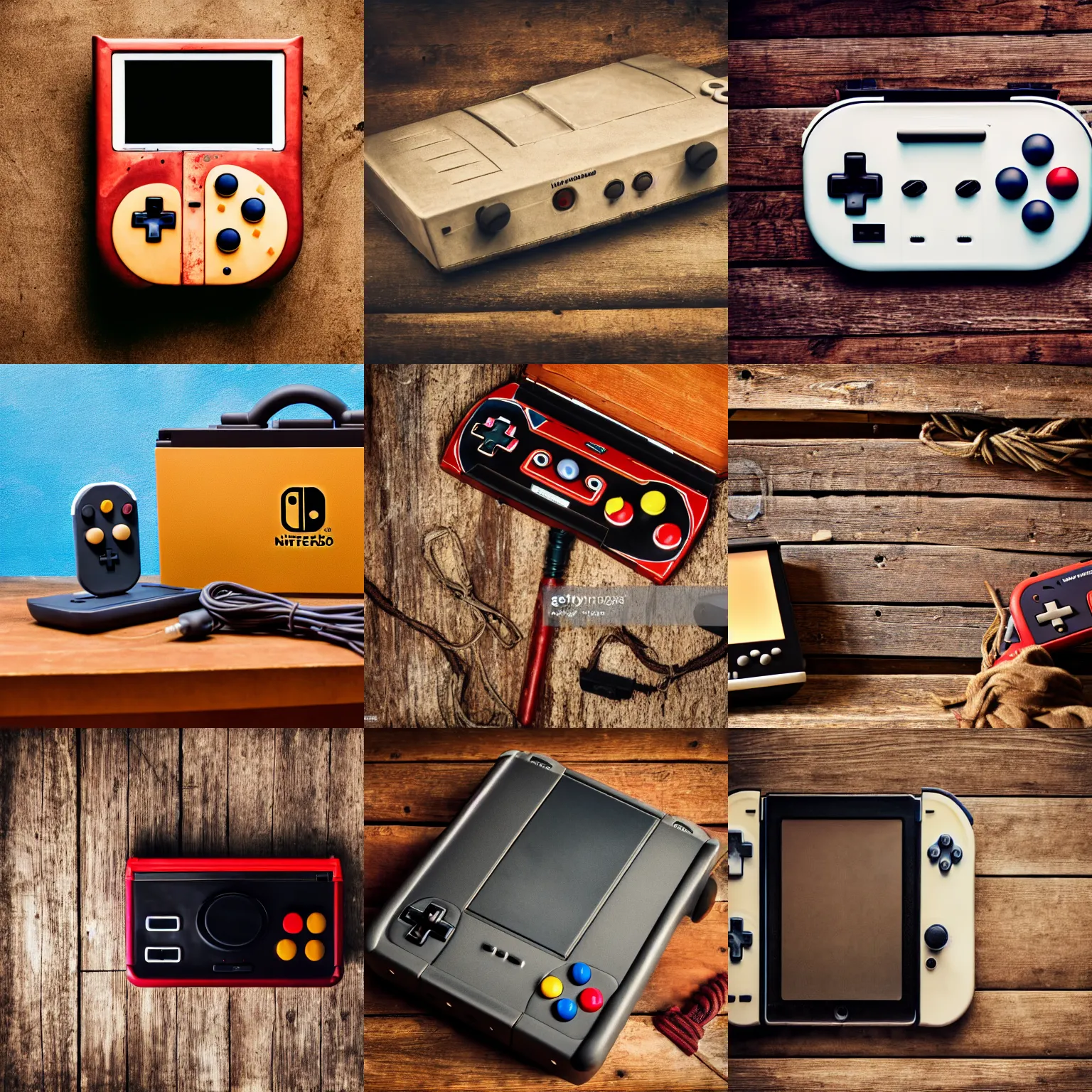 Prompt: stock photo of a nintendo from medieval times, product photography, rustic