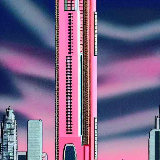 Prompt: pink lipstick as a skyscraper on a Martian metropolis