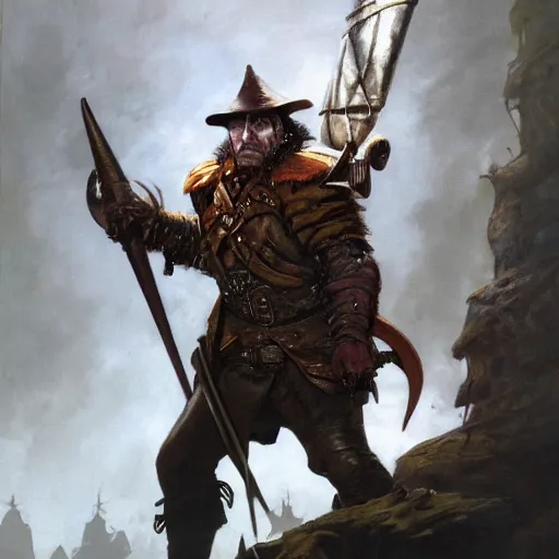 Image similar to ultra realistic portrait painting of victor saltzpyre in warhammer vermintide 2, art by frank frazetta, 4 k, ultra realistic, highly detailed, epic lighting