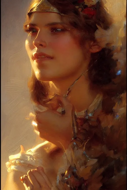 Image similar to stunning young woman, highly detailed painting by gaston bussiere, craig mullins, j. c. leyendecker 8 k