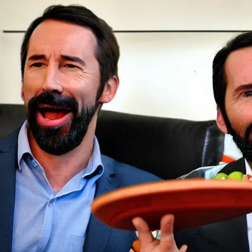 Image similar to santiago abascal eating with pablo echenique