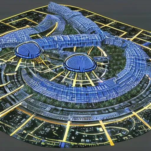 Image similar to A plan of a futuristic city