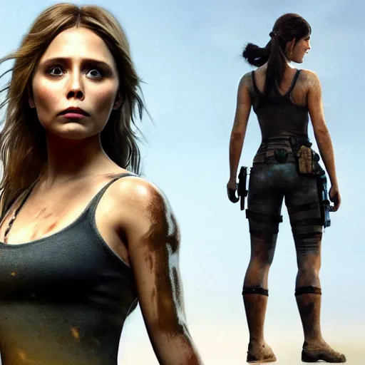 Prompt: Elizabeth Olsen as Tomb Raider