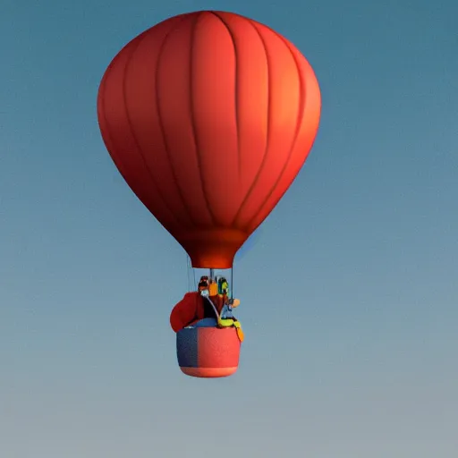 Image similar to a hot air balloon that looks like a screaming chucky doll octane render