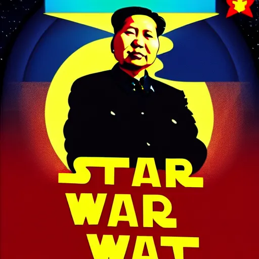 Prompt: ho chi minh and mao zedong vietnam war in star wars attack of the clones poster style