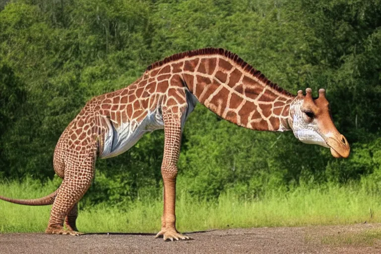 Image similar to a tyrannosaurus giraffe