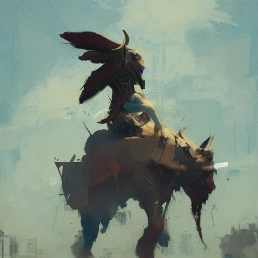 Image similar to Minotaur wearing Denim Jeans MTG Card Greg Rutkowski ismail inceoglu craig j. spearing bastien grivet james gilleard barnett newman