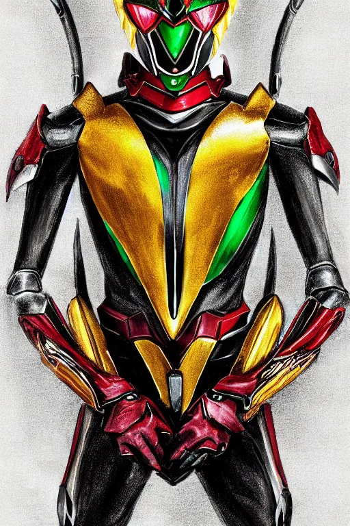 Prompt: portrait of kamen rider kuuga, realistic, highly detailed, digital painting